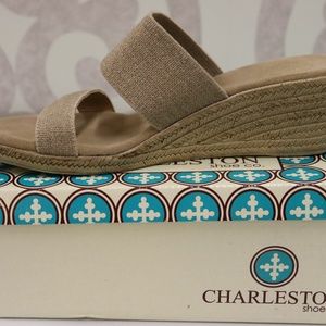 Charleston Shoe Co Backless Cooper Linen Wedge NWT
